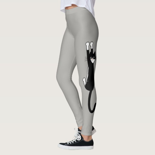 Legging Gato Preto e Branco Seguindo | Engraçado Tuxedo Ca (Esquerda)