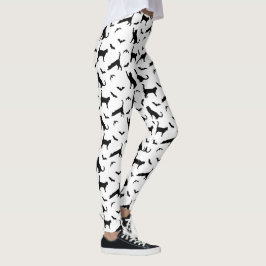 Legging Gato Preto E Formas De Morcego Padrão Fofo De Hall