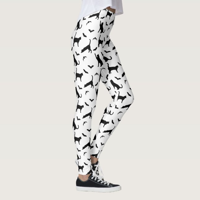 Legging Gato Preto E Formas De Morcego Padrão Fofo De Hall (Direita)