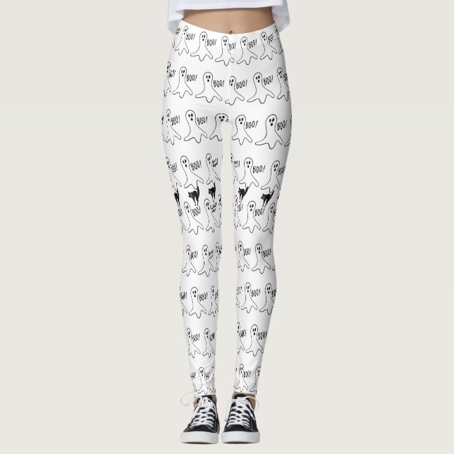 Legging Gato Preto Fantasma Fofo Halloween (Frente)