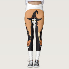 Legging Gato Preto Salem Místico com Pumpkins