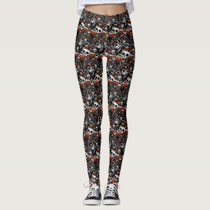 Legging Gato Spooky com crânios