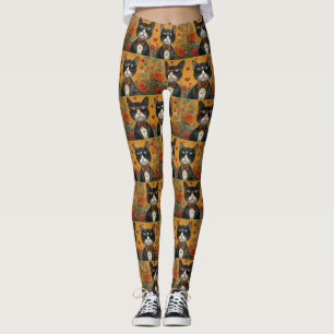Legging Gato Tuxedo com Dia de os namorados de Rosa cardía
