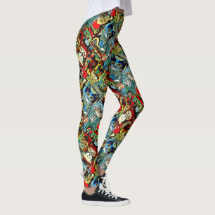 Legging Gatos Antropomórficos Vitorianos Em Cores Terrestr