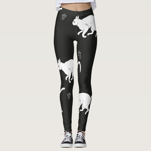LEGGING GATOS BRANCOS EM UM ANTECEDENTE PRETO EDIT 1.0 (Frente)