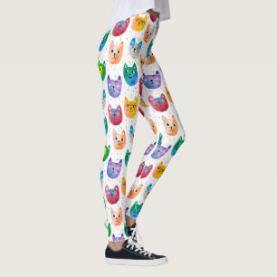 Legging Gatos com aquarelas e amigos