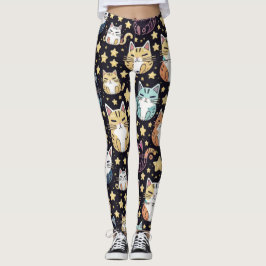 Legging gatos e estrelas