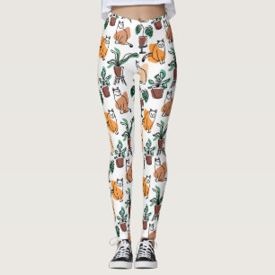 Legging Gatos e flores para desenho de linhagens