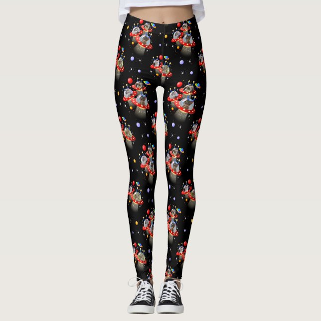 Legging Gatos e Gatinhos em OVNIs discos voadores espaçona (Frente)