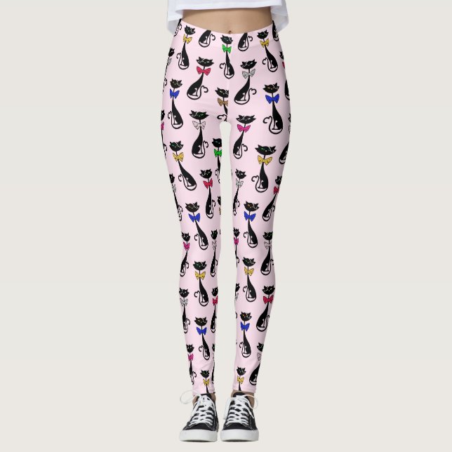 Legging Gatos elegantes com Gravatas Arcos (Frente)