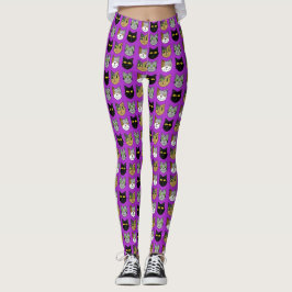 Legging Gatos em caneleiras roxas