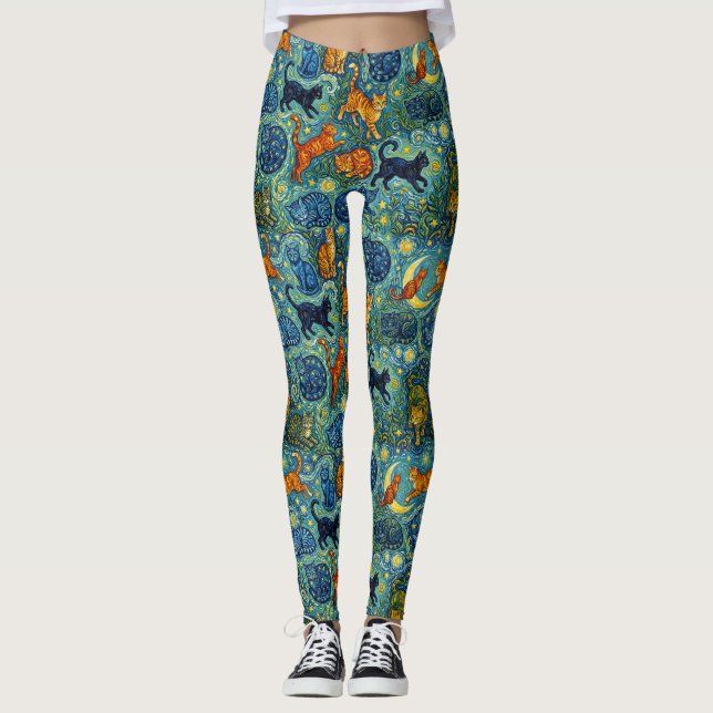 Legging Gatos em Estilo Pós-Impressionista (Frente)