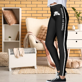 Legging Gatos Engraçados Personalizados Pets Listras Preta