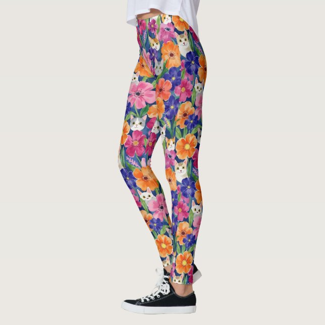 Legging Gatos Florais Coloridos (Esquerda)