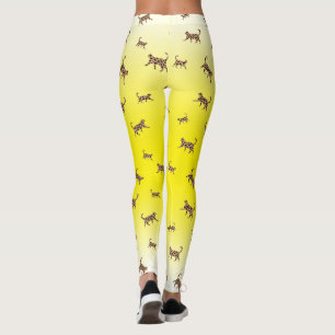 Legging Gatos Gatinho-leopardo com gradiente amarelo
