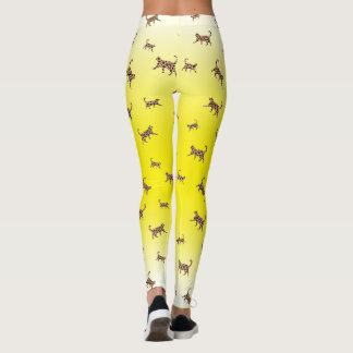 Legging Gatos Gatinho-leopardo com gradiente amarelo