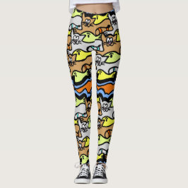 Legging Gatos Gráficos e Pernas de Cartoon de Peixe