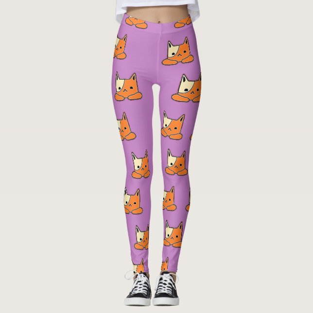 Legging Gatos graves em roxo (Frente)