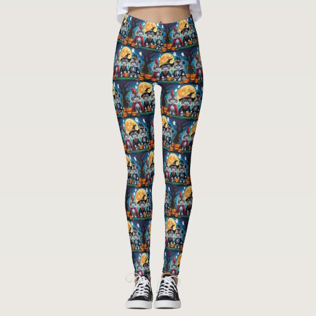 Legging Gatos Persa Pumpkin Halloween Engraçado (Frente)