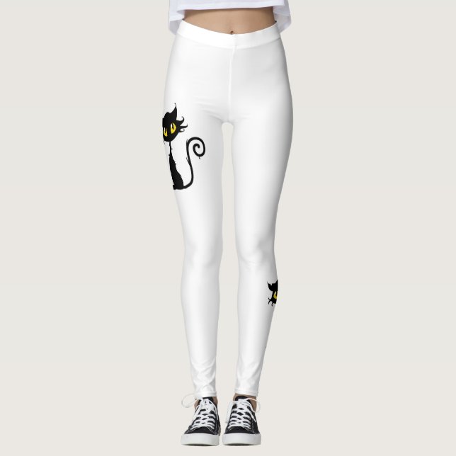 Legging Gatos pretos adoráveis e caprichosos (Frente)