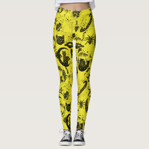 Legging Gatos Psicodélicos e etc. PSYCAT01A.Fundo Amarelo