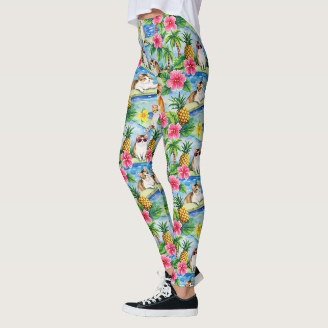 Legging Gatos Tropicais Coloridos (Esquerda)