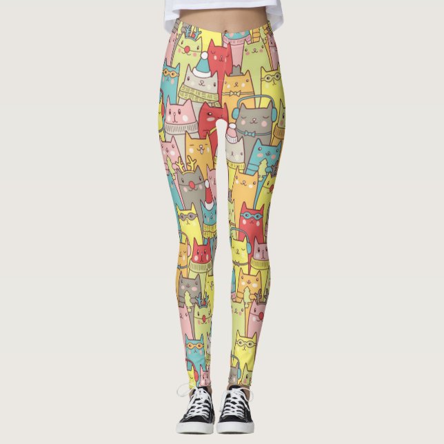 Legging Gatos Xmas bonitos (Frente)