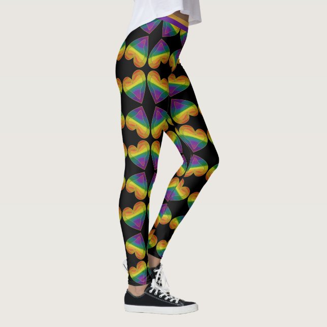 Legging Gay LGBTQ Pride Month Love Rainbow Heart Pattern (Direita)
