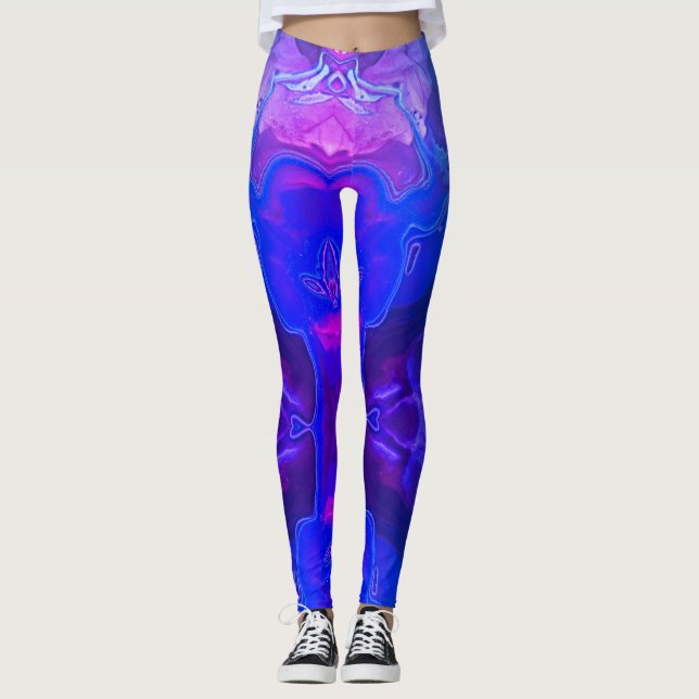 Legging Gemstone abstrato Bright Blue Roxo (Frente)