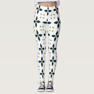 Legging Gemstone Art, Blue and Yellow