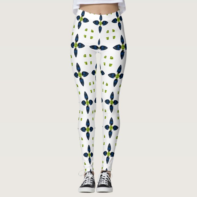 Legging Gemstone Art, Blue and Yellow (Frente)