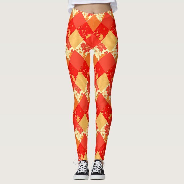 Legging Genoma de retalhos de Natal sem costura (Frente)