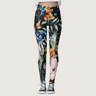 Legging Gentle Watercolor: Berries Florais Cor-de-Rosa