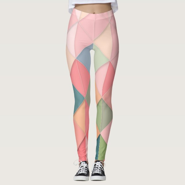 Legging geometria colorida das caneleiras (Frente)