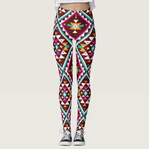Legging Geometria Colorida Tribal: Bela Vintage Étnica.