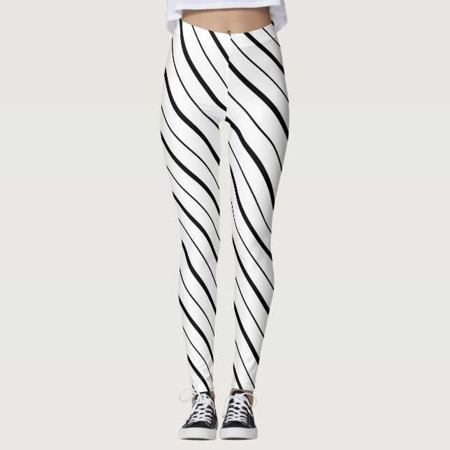 Legging Geometria de Linha Preta Simples (Frente)