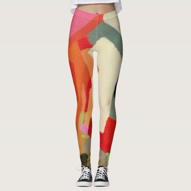 Legging Geometria de padrão multicolorido de abstrato Art  (Frente)