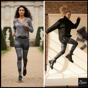 Legging geometria e contraste. Este preto e branco