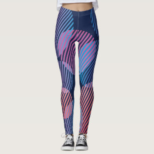 Legging Geometria Tropical: Design violeta e rosa noturno