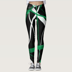 Legging Geometria Urbana Preto Branco Verde