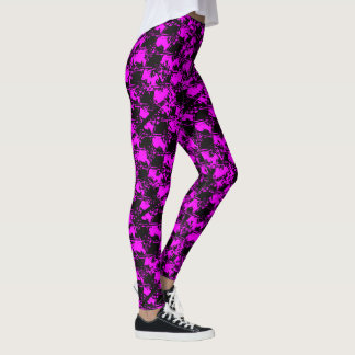 Legging Geometric Distressed Neon Magenta Pattern