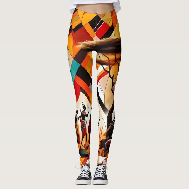 Legging Geométrico abstrato African Art Masai (Frente)