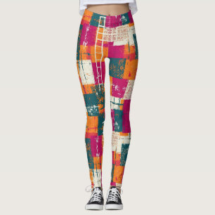 Legging Geométrico Abstrato Ousado - Textura de Pincel Gru