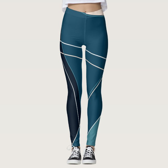 Legging Geométrico Azul e Neutro (Frente)