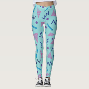 Legging Geométrico azul estilo Memphis dos anos 80 e 90