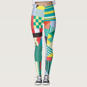 Legging Geométrico Decorativo: Elementos de Padrão Vintage