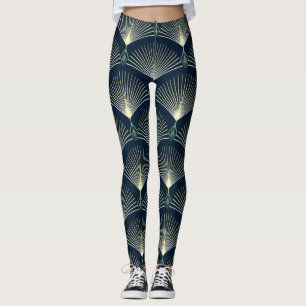 Legging Geométrico Elegante: Deco de Arte Azul.