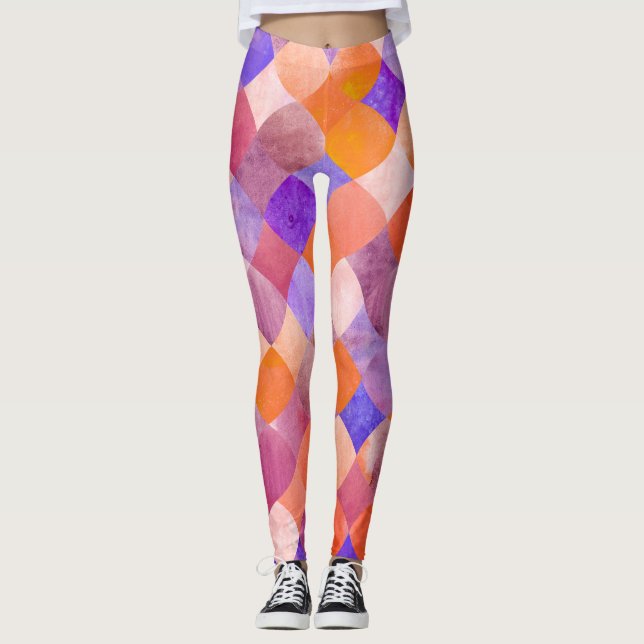 Legging Geométrico em aquarela, escamas árabes. (Frente)