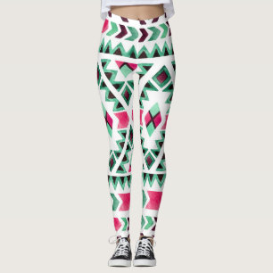 Legging Geométrico étnico, com cor aquosa pintada à mão