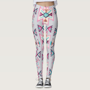 Legging Geométrico étnico, padrão tribal de aquarela.